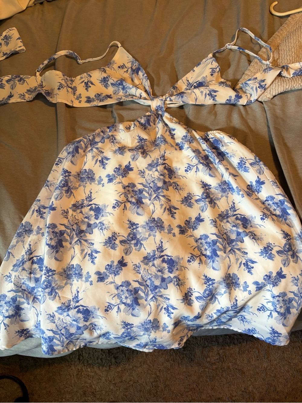 Blue Floral Tie-Front Women’s dress